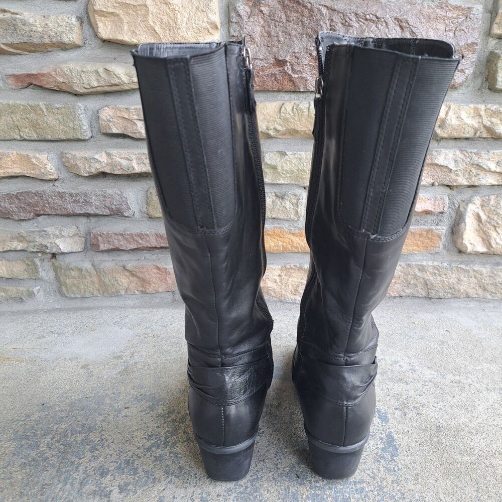Clarks Wish Excite Knee High Leather Riding Boots Elastic Calf Ext Womens 9M - Picture 3 of 14